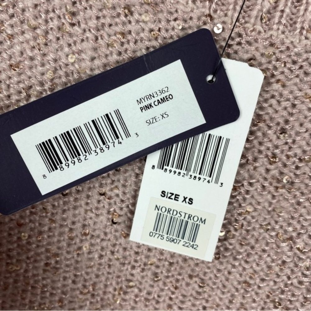 NYDJ Sequin Oversized Ntral Sweater XS Cream Pink Cameo - Picture 4 of 13